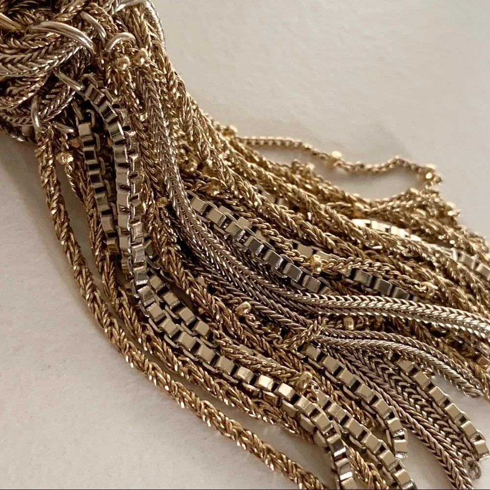 Chanel large tassel brooch in gold with crystals